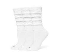 HUE Women's Slouch Sock 3 Pair Pack, White/White/White, One Size (Pack of 3)