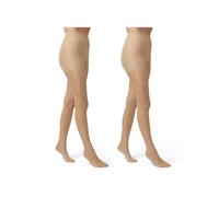 HUE Women's So Silky Control Top Sheer Tights with Invisible Reinforced Toe, Natural-2 Pair Pack, 3 (Pack of 2)