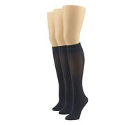 HUE Women's Soft Opaque Knee High Socks (Pack of 3), Black, 2