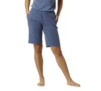 HUE Women's Solid French Terry Bermuda Lounge Short with Pockets Pajama Bottom, Vintage Indigo, Medium