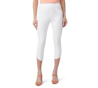 HUE Women's Super Soft Stretch High Rise Denim Capri Leggings with Tulip Hem, No Side Seams, White, Large