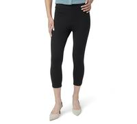 HUE Women's Wide Waistband Blackout Cotton Capri Leggings, Assorted Hosiery, Black, XL