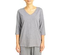 HUE Women's 3/4 Sleeve V-Neck Sleep Tee Night Shirt, Medium Grey Heather