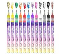 Hueborne 12-Color Nail Art Pen Set: 0.5mm Fine-tip DIY Nail Art Pens, Suitable For Adults, Quick-drying Acrylic Paint Pens, Suitable For Doodling, Stippling, And Painting.(1 Set)