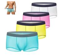 Hueborne Men's Ice Silk Boxer Briefs - Ultra-Thin Breathable No Trace Underwear, Quick Dry Stretch Boxers For Summer(4pc-A-Mixed,L)