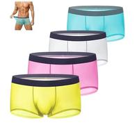 Hueborne Men's Ice Silk Boxer Briefs - Ultra-Thin Breathable No Trace Underwear, Quick Dry Stretch Boxers For Summer(4pc-D-Mixed,3XL)