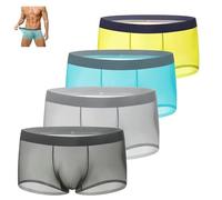 Hueborne Men's Ice Silk Boxer Briefs - Ultra-Thin Breathable No Trace Underwear, Quick Dry Stretch Boxers For Summer(4pc-C-Mixed,M)