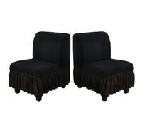 Hueborne Stretch Armless Accent Chair Covers 2-Pack, Slipper Chair Slipcover With Skirt, Furniture Protector Cover For Living Room (White)(Black,2pack)