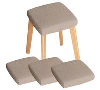 Hueborne Stretch Rectangle Bar Stool Covers Set Of 1/2/4, Elastic Square Barstool Seat Slipcovers, Washable Dining Stool Protector For Kitchen, Restaurant, Patio(Light Gray,4Pcs)