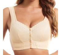 Hueborne Wireless Front Snap Bra With Wide Side Wings, All-Day Comfort, Sizes A-G For Daily Wear(Skin,58)