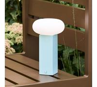 Hübsch LOW LED rechargeable table lamp, blue, height 20 cm, metal, dimmable