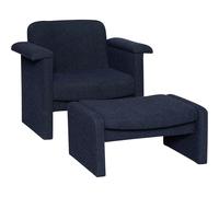 Hübsch Softy Armchair With Pouf Dark Blue