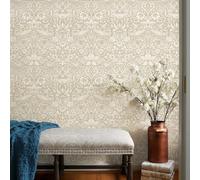 HueBurst William Morris Vintage Peel and Stick Wallpaper 17.7 x 1200in Grey Botanical Self Adhesive Removable Waterproof Contact Paper for Living Room Bedroom Cabinets Drawers Decor