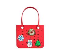 huefeel Silicone Tote Bag, Water-resistant Rubber Tote Bag,Rubber Beach Tote with 30 Decorations for Girls Women, Red, M