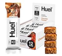 Huel Complete Nutrition Bar, 12 x 55g Bars, Chocolate Caramel, High Protein Bar, Plant-Based Protein Bars, Low Sugar, High Fibre, High Protein Snack with Vegan Chocolate, Under 200 Calories
