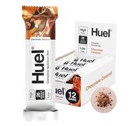 Huel Complete Nutrition Bar, 12 x 55g Bars, Chocolate Caramel, High Protein Bar, Plant-Based Protein Bars, Low Sugar, High Fibre, High-Protein Snack with Vegan Chocolate, Under 200 Calories
