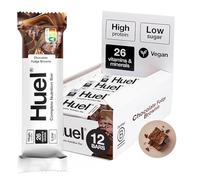 Huel Complete Nutrition Bar, 12 x 55g Bars, Chocolate Fudge Brownie, High Protein Bar, Plant-Based Protein Bars, Low Sugar, High Fibre, High-Protein Snack with Vegan Chocolate, Under 200 Calories