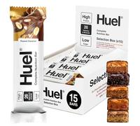 Huel Complete Nutrition Bar, 15 x 55g Bars, Selection Box, High Protein Bar, Plant-Based Protein Bars, Low Sugar, High Fibre, High-Protein Snack with Vegan Chocolate, Under 210 Calories