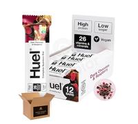 Huel Complete Nutrition Bar High Protein Plant Based Healthy Snack, Keto Bar, Low Sugar, High Fibre, Vegan Dark Chocolate Bar Flavours, Under 200 Calories | (Dark Chocolate Raspberry 55g - Pack 12)