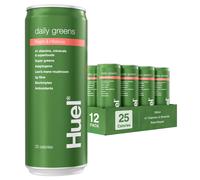 Huel Daily Greens Sparkling Drink, 12 x 330ml Cans, Peach & Hibiscus Flavour, with Ashwagandha Root & Green Tea Extract, 41 Vitamins & Minerals, 3g F