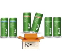 Huel Green Sparkling Superfood Drink Varitey Pack - 2xPeach & Hibiscus,2x Blueberry, Lemon & Thyme,2x Apple, Cucumber & Mint Flavour (6x330ml) - Low Calorie, Plant-Based Wellness & Immunity Support