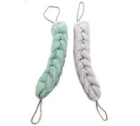 HUELE 2 Pcs Exfoliating Bath Sponge Shower Pouf Loofah Back Scrubber Mesh Strap Skin Washer with Rope Handles