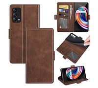 Hülle® Flip Wallet Case Compatible for Realme Q3 Pro Carnival (Brown)