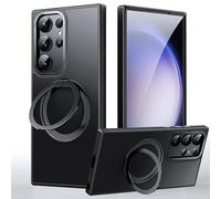 Hülle Für Samsung Galaxy S25 Ultra/S25 Plus/S25, Magnetische Ring Ständer Handyhülle Durchscheinende PC Rücken Schutzhülle,Schwarz,S25 Ultra