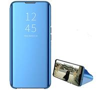Hülle® Mirror Plating Clear View Stand Function Flip Case Compatible for OPPO Find X3 Lite (Sky Blue)