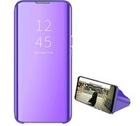 Hülle® Mirror Plating Clear View Stand Function Flip Case Compatible for OPPO Realme C11 (Purple)