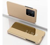 Hülle® Mirror Plating Clear View Stand Function Flip Case Compatible for Xiaomi Mix 4 (Gold)