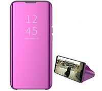 Hülle® Mirror Plating Clear View Stand Function Flip Case Compatible for Xiaomi Poco F3 (Glamour Purple)