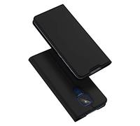 Hülle® PU TPU Flip Case with Card Slot and Stand Function Compatible for Motorola Moto G9 Play/Motorola Moto E7 Plus(Black)