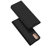 Hülle® PU TPU Flip Case with Card Slot and Stand Function Compatible for Motorola Moto G9 Plus(Black)