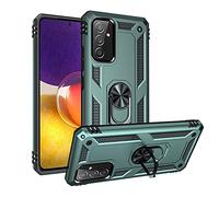 Hülle® Ultra Hard Case Anti Shock Anti Falling with Magnetic Metal Plate and Adjustable Ring Kickstand Compatible for Samsung Galaxy A82 5G(Green)