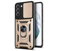 Hülle® Ultra Hard Case Anti Shock Anti Falling with Magnetic Metal Plate and Adjustable Ring Kickstand Compatible for Samsung Galaxy A52 5G/Samsung Galaxy A52 4G(Gold)