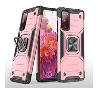 Hülle® Ultra Hard Case Anti Shock Anti Falling with Magnetic Metal Plate and Adjustable Ring Kickstand Compatible for Samsung Galaxy S20 FE 5G/S20 Fan Edition/S20 Lite(Rose Gold)