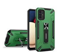 Hülle® Ultra Hard Case Anti Shock Anti Falling with Magnetic Metal Plate and Adjustable Ring Kickstand Compatible for Samsung Galaxy A71(Dark Green)