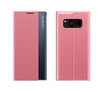 Hülle® Viewable Side Window Flip Stand Function Case Compatible for Samsung Galaxy S7 Edge (Pink)