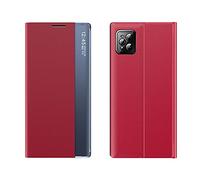 Hülle® Viewable Side Window Stand Function Flip Case Compatible for Oppo Find X3 Pro/Oppo Find X3 (Red)