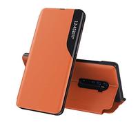 Hülle® Viewable Side Window Stand Function Flip Case Compatible for OPPO Reno2 Z/OPPO Reno2 F (Orange)