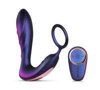 Hueman Black Hole Anal Vibrator with Cockring - Anal Vibrator with Wireless Remote Control - For Prostate Stimulation and a Harder and Longer Erection - Insertable Length 4,33 Inch (11,00 cm) - Purple
