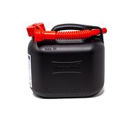 hünersdorff Fuel canister 5 L, black, made in Germany, TÜV tested, for petrol and diesel, E10, with safety lock, including spout