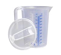 hünersdorff Measuring Jug 2 L with Lid, Polypropylene (PP), Shatterproof and Dishwasher Safe, Open Handle, Transparent + Blue
