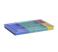 hünersdorff PS Premium assortment box with 7 insert boxes, sturdy sorting box for screws and other small parts, removable inserts, transparent, 3.2 cm high