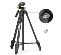 Huepar 152cm Portable Lightweight Adjustable Laser Level Tripod with 3-Way Swivel Pan Head, 2 Bubble Levels, 1/4" and 5/8" Thread Mount for Varieties Tools, Only for Indoor Basic Work