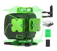 Huepar 16 Lines Self-Leveling Laser Level 4 x 360°Cross Line - 4D Green Beam Rechargeable Tiling Floor Tool -2 360° Horizontal&2 360°Vertical -Lifting Base Included S04CG-L, S04CG-LC