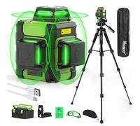 Huepar 360° Laser Level with 1.3m Tripod, Self Leveling Rechargeable Lazer Level for Construction and Picture Hanging, with Pluse Mode for Outdoor, Hard Carry Case, 50" Tripod, Glasses, Target Plate