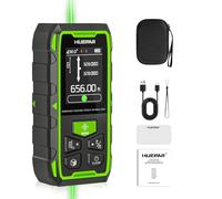 Huepar Bilateral Laser Distance Measure Tool, 656FT/200M Digital Laser Room Measure Devices with LCD Display, Rechargeable Dual Metro Laser Measurement Tool with with Angle Sensor, Magnetic Back