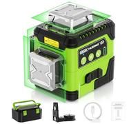 HUEPAR Laser Level 360 Self Leveling with LCD Screen, 3 x 360° High Brightness Rechargeable 3D Lazer Leveler Tool for Construction and Picture Hanging, Strong Magnetic Bracket&Hard Carry Case -Y03CG